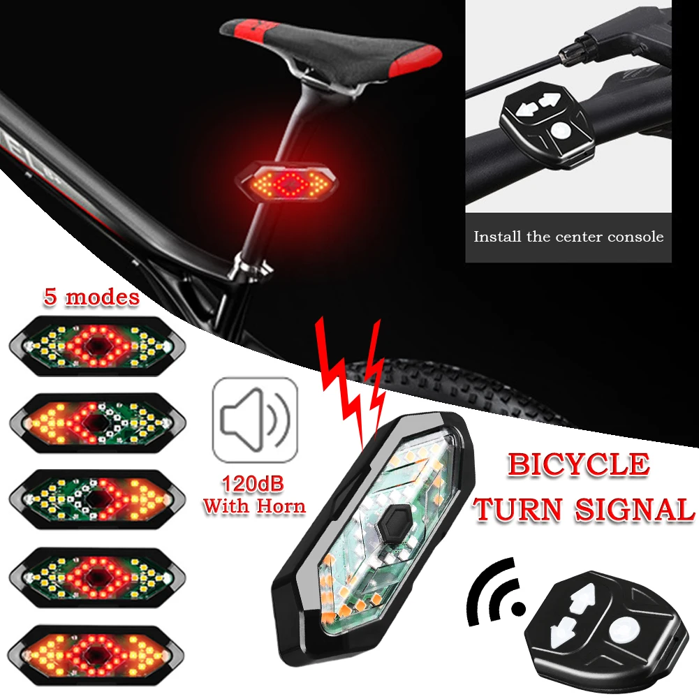 Remote Control Waterproof Bicycle Taillight USB Rechargeable Bright Safety Warning Bike Brake Rear Lights With Horn Dropshipping