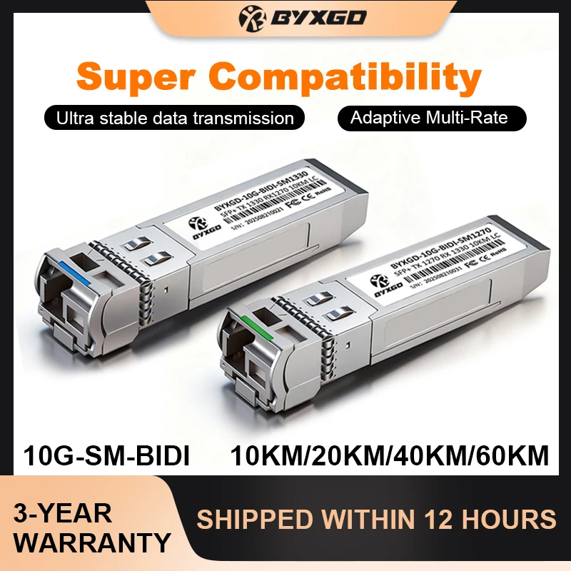 

Модуль оптического приемопередатчика 10G SFP+, одномодовый BIDI-симплексный LC, оптоволоконный адаптер DDM, пара ER для Mikrotik Meraki Cisco