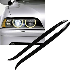 2 Pcs Headlight Eyebrow Glossy Black Trim Front Left Right Decoration for BMW E39 1997‑2003 Exterior Parts