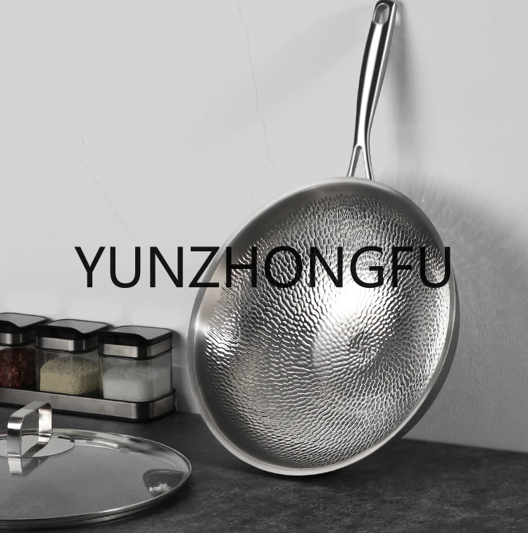 

Wok round Bottom Non-Stick Pan Household Non-Rust Non-Coated Titanium Wok Induction Cooker Gas Stove Dedicated Frying Pan