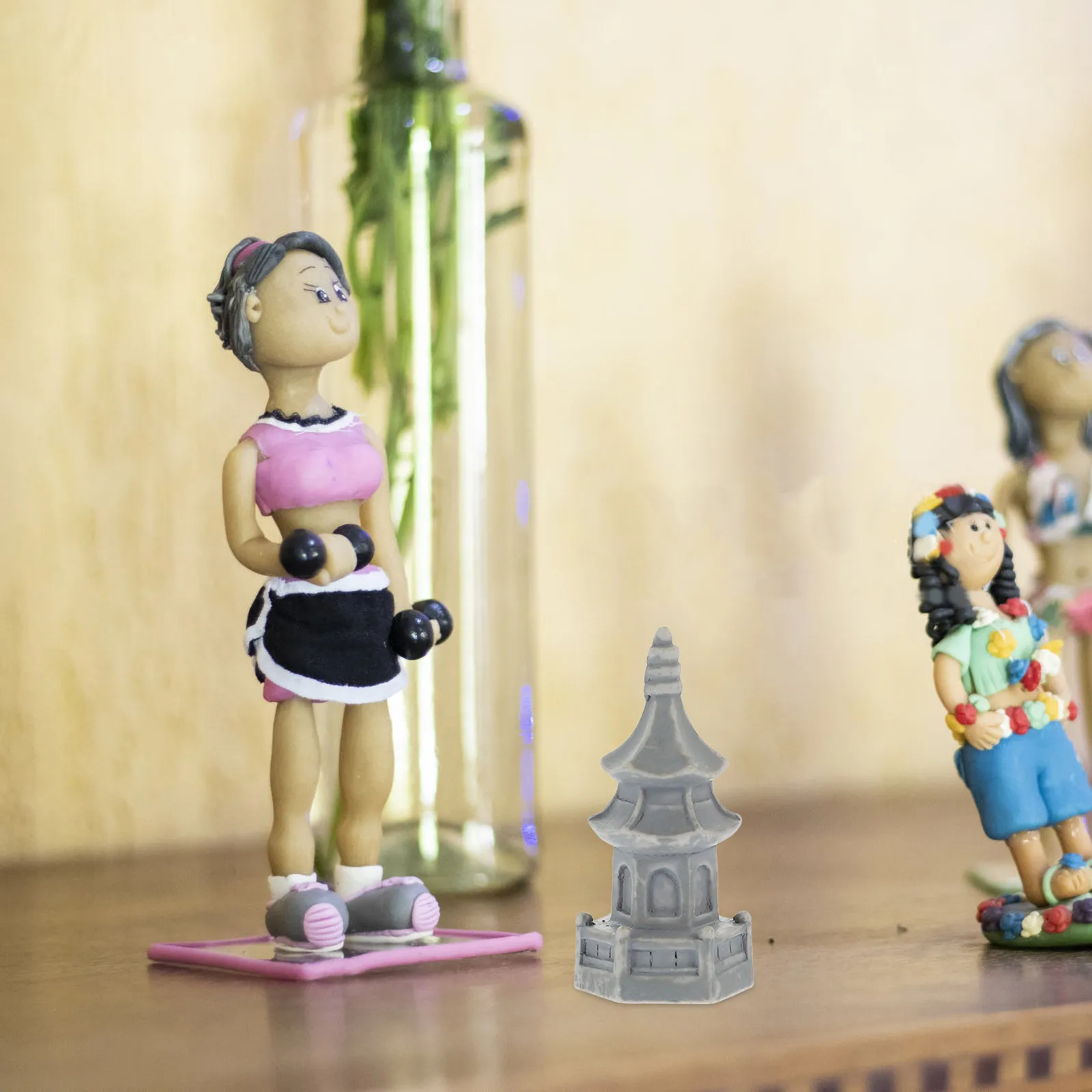 10Pcs Mini Pavilion Statue Resin Sturdy Micro Landscape Bonsai Garden Pagoda Ornament Table Desktop Decor Unique Architecture