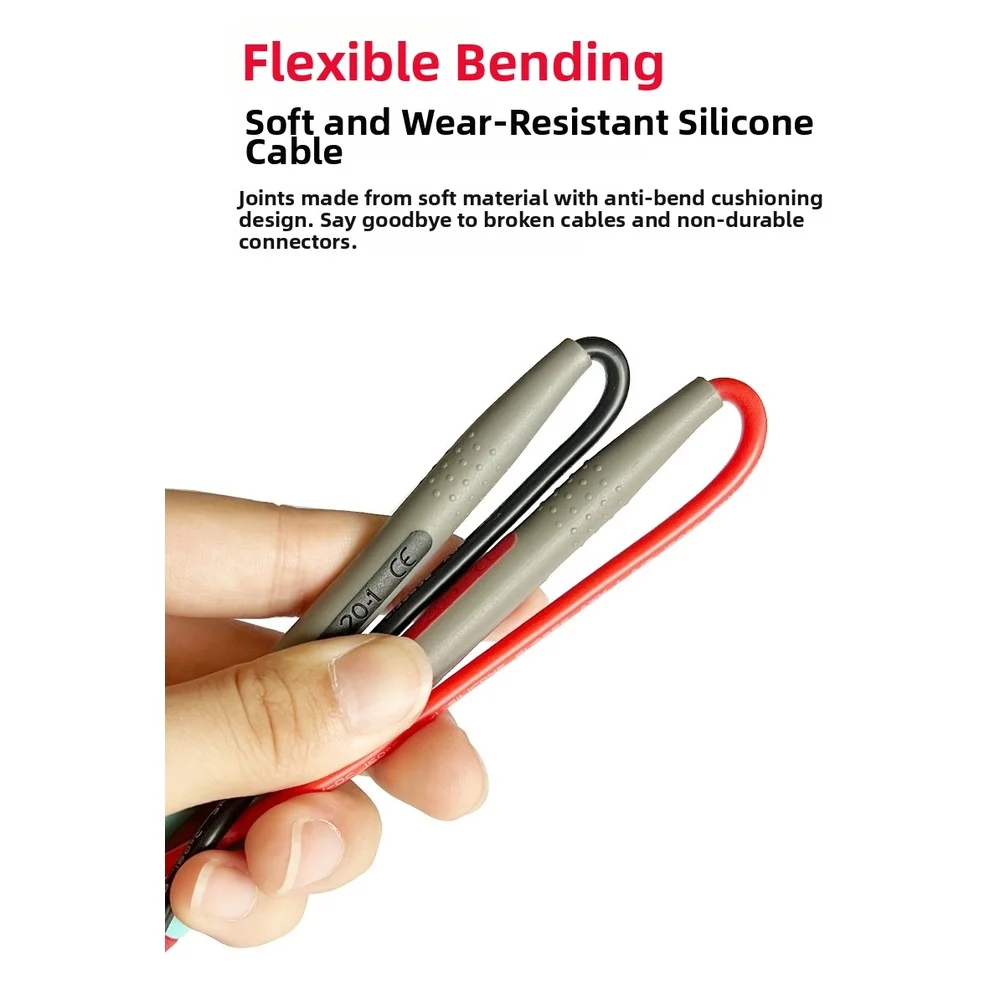 Multimeter Accessory Probe 1.2m Silicone Wire Fine Steel Tip 4mm Banana 20A Max Current for Electronics Diagnostics