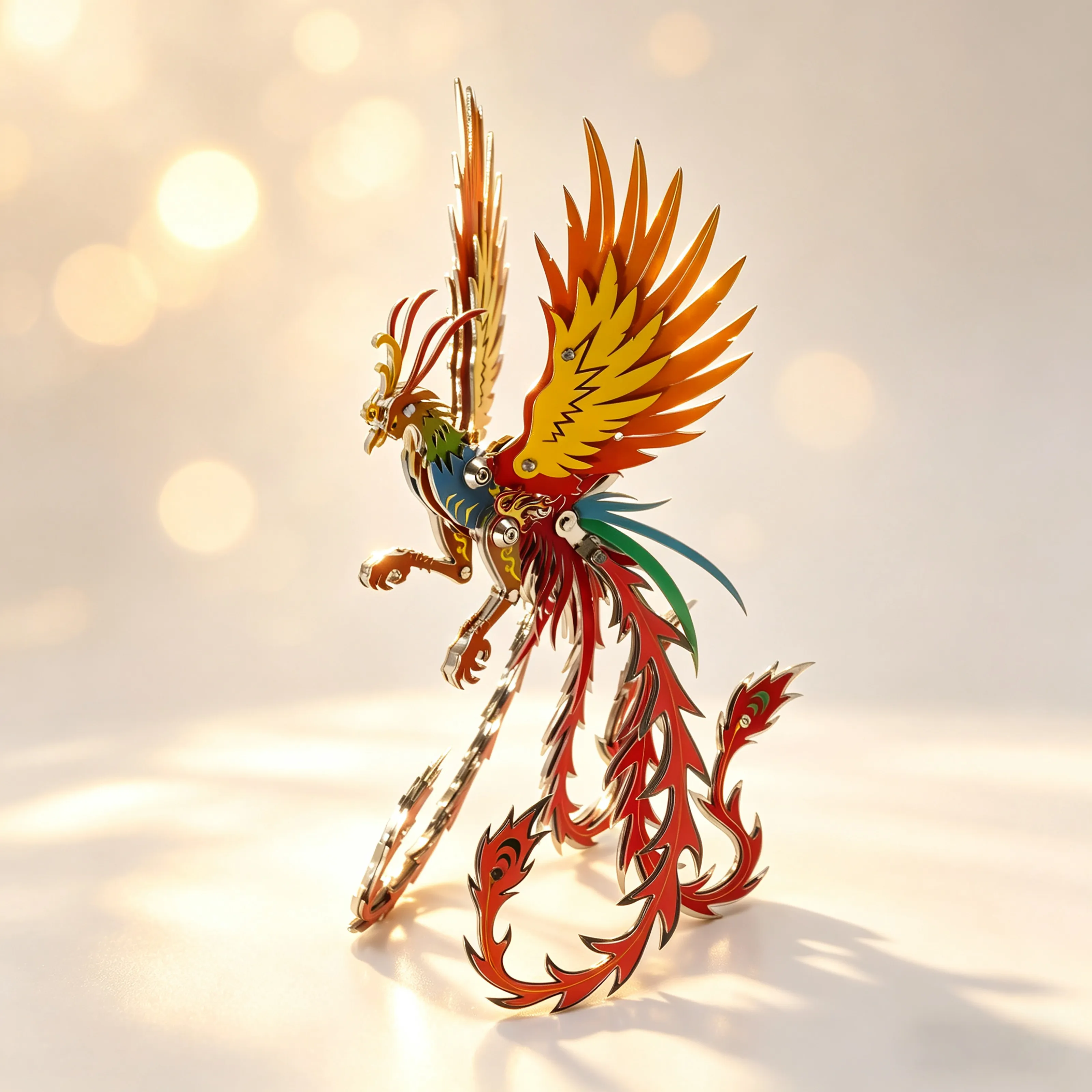 Colorful Phoenix 3D Metal Assembly Puzzle Building Block Model DIY Toy Gift for Friends Desktop Ornament