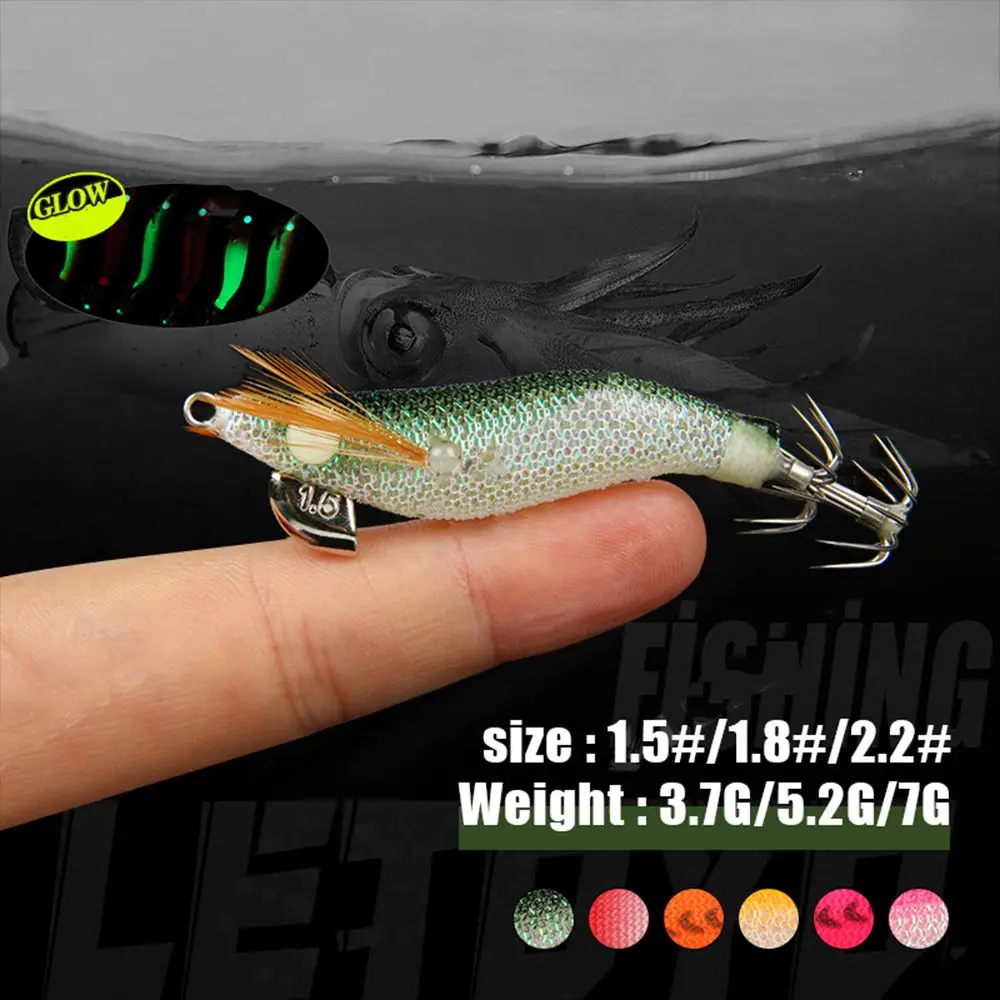 2024 Fishing tackle Wood shrimp lures Lead sinker Jigs Squid hook 1.5# 1.8# 2.2# Hook 6.5cm/7.9cm/9.3cm Fishing bait Lifelike