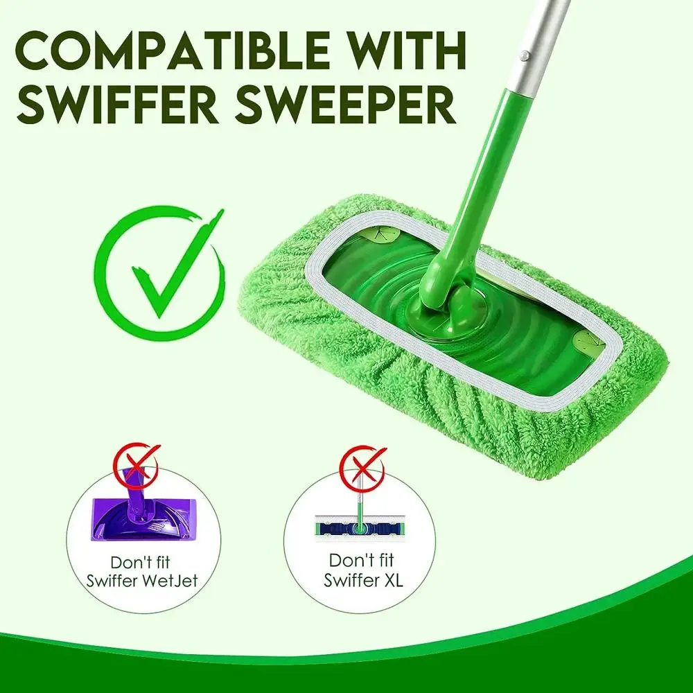 Microfiber Cleaning Mop Replacement Pad Sweeper Mop-Dry Sweeping Cloths&Wet Mopping Cloths Washable Reusable Microfiber Mop Pads