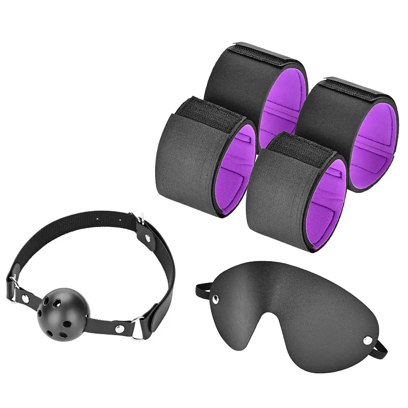 Adult Wrist Restraint Couple Sex Toys BDSM Handcuff Eyemask Mouth Gag Restraint Slave Tool SM Bondage Set Adult Products