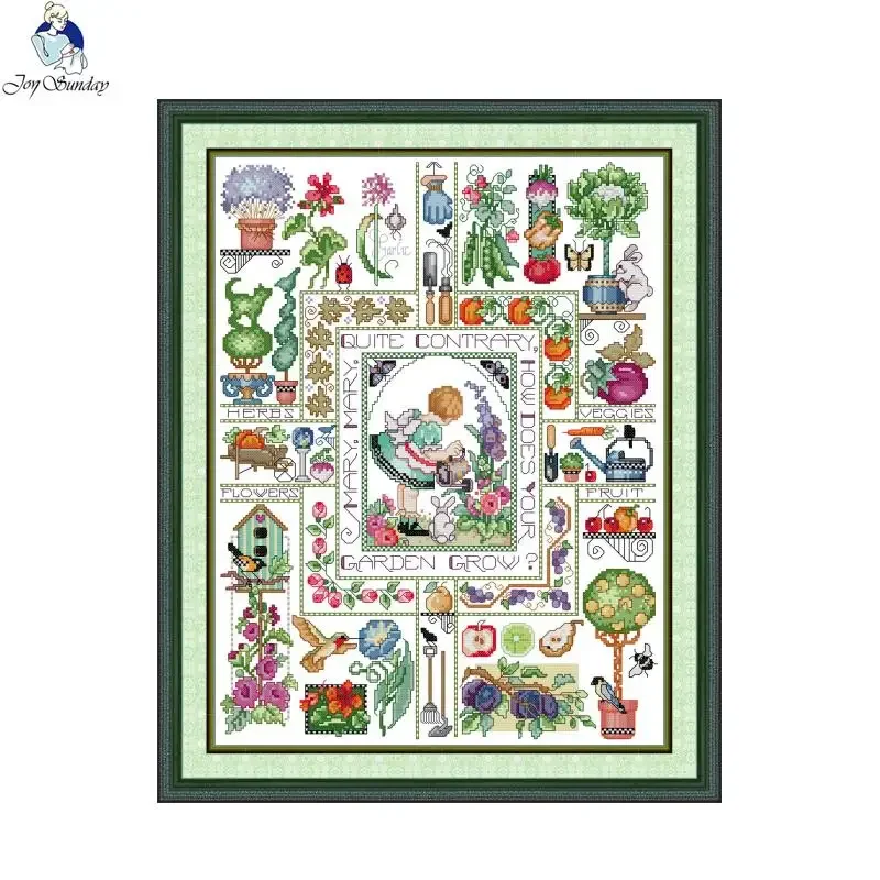 Joy Sunday Pre-printed Cross Stitch Kit Aida Stamped Fabric 16CT 14CT 11CT Embroidery Kit - Mary\'s Garden