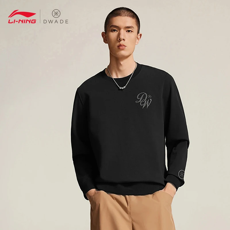 LI-NING WADE Series Men's Sweatshirts comfortable soft Long Sleeve round neck pullover hoodies AWDW013