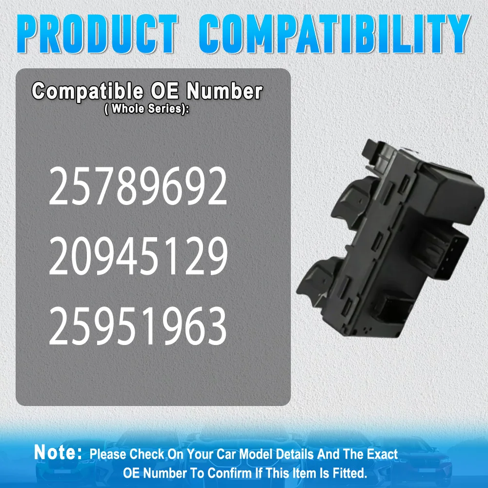 مفتاح نافذة الطاقة الرئيسي من جانب السائق لسيارة شيفروليه سيلفرادو جي إم سي سييرا 4 أبواب