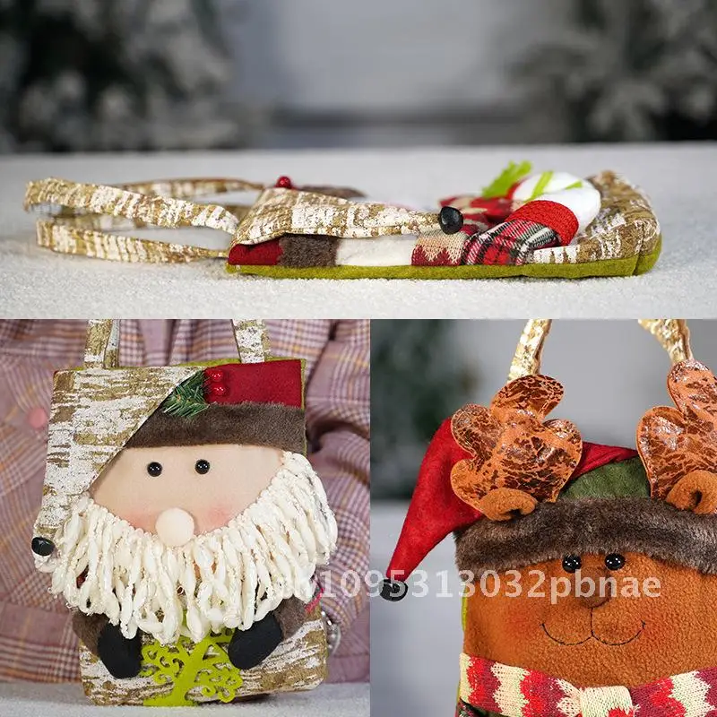 Weihnachtsgeschenktüte, Schneemann- und Rentiermuster, Stofftasche, alter Mann, Rentier, Schneemann, Apfel, Verpackungsbox für Heiligabend