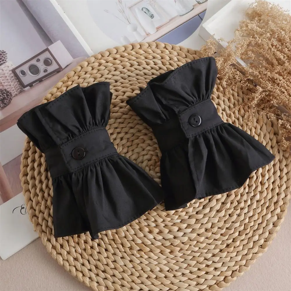 المرأة كشكش حافة قميص الأصفاد أبيض أسود انفصال وهمية الأكمام الزفاف زي العرائس اكسسوارات سترة الكفة الحلو الزخرفية