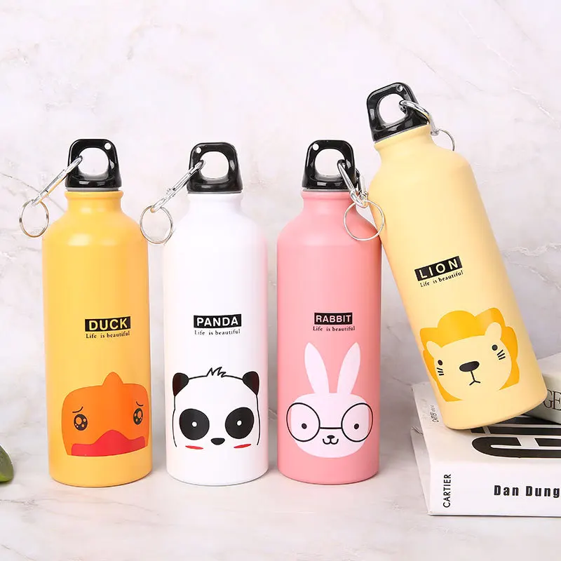 Insulated Cartoon Sports Mug with Lid Aluminium Stainless Steel Water Bottle for Kids Children Coffee Cup Daily Outdoor Use