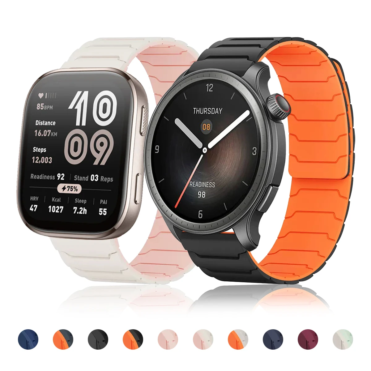 Correa magnética de 22mm y 20mm para Amazfit GTS 4 2 mini 3/GTR 4 3 2 Correa de silicona para Amazfit Bip 6/BALANCE/Active/Stratos Correa