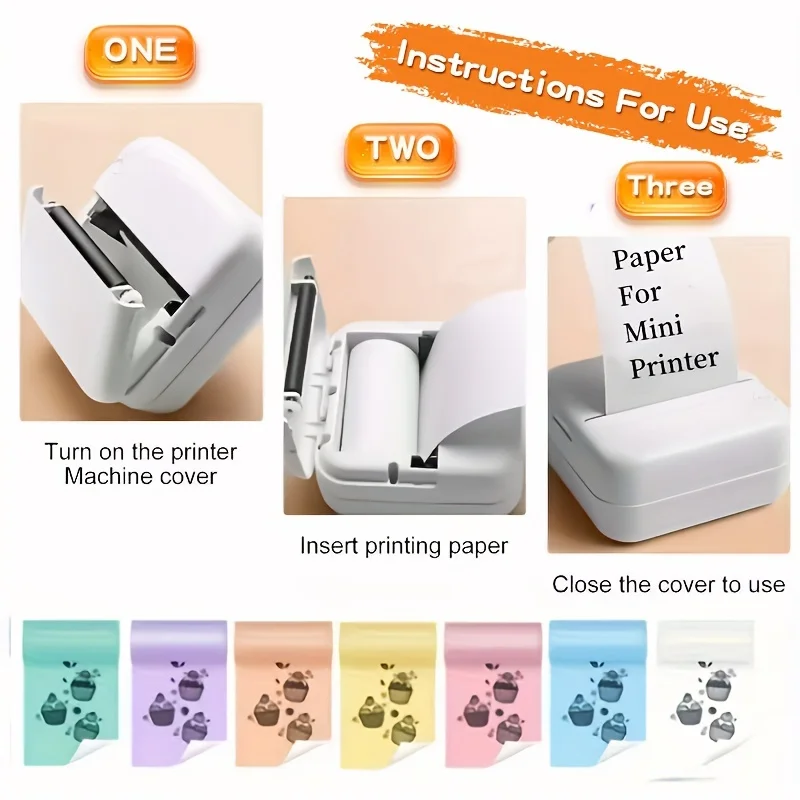 10/20 Rolls Thermal Sticker Paper Combo - Color & White Self-Adhesive Labels for Mini/Pocket Printers Photo/Notes/Study Labels