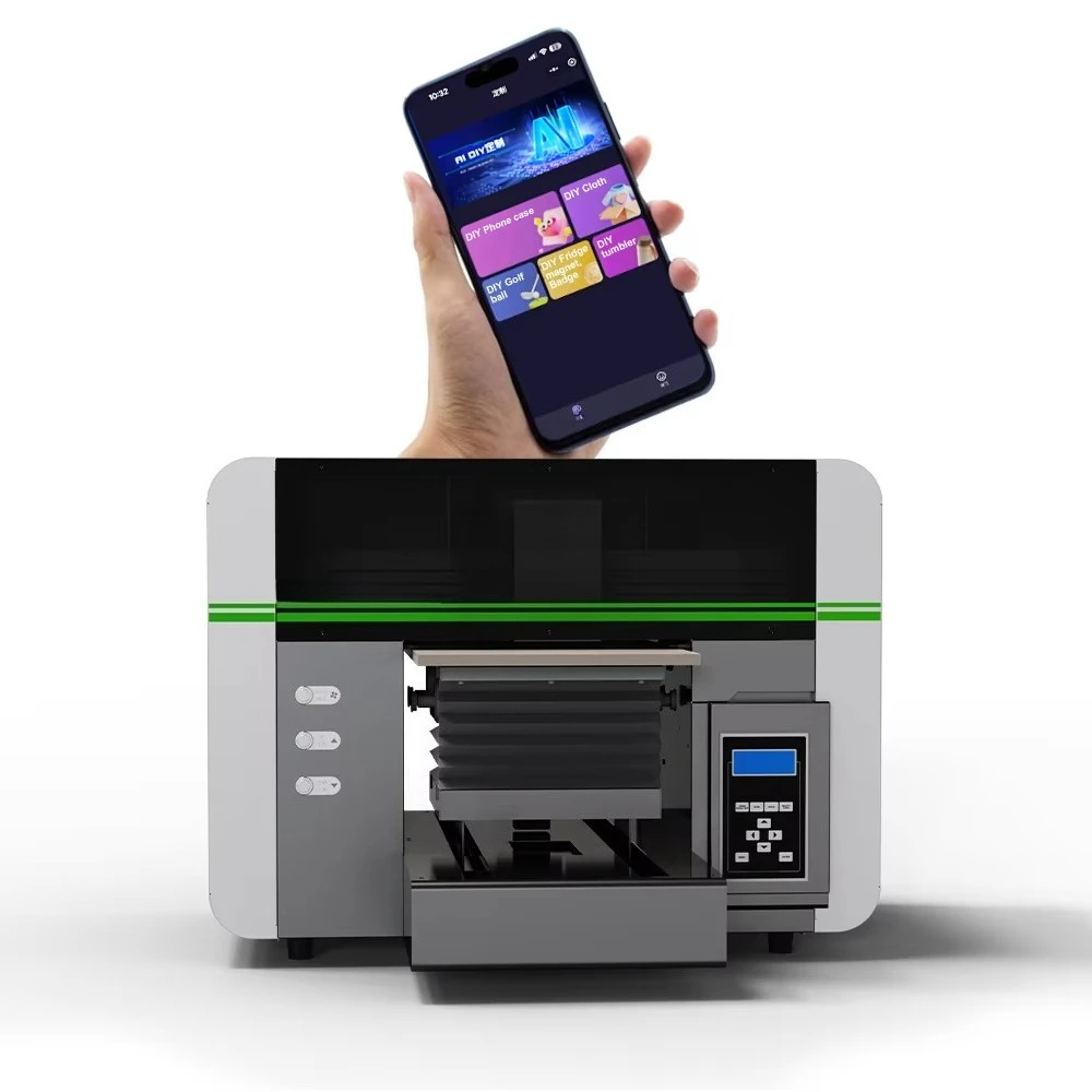 Mini A3 Desktop Printer XP600 Print Head for Glue Varnish  Puzzle Toy Tube Packaging Small Flatbed UV Printer