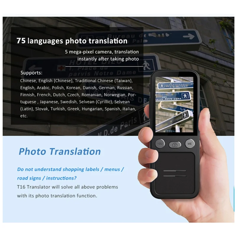 Máquina traductora ABMF-Smart Voice T16, 137 idiomas múltiples en tiempo Real, traducción instantánea hors línea en línea