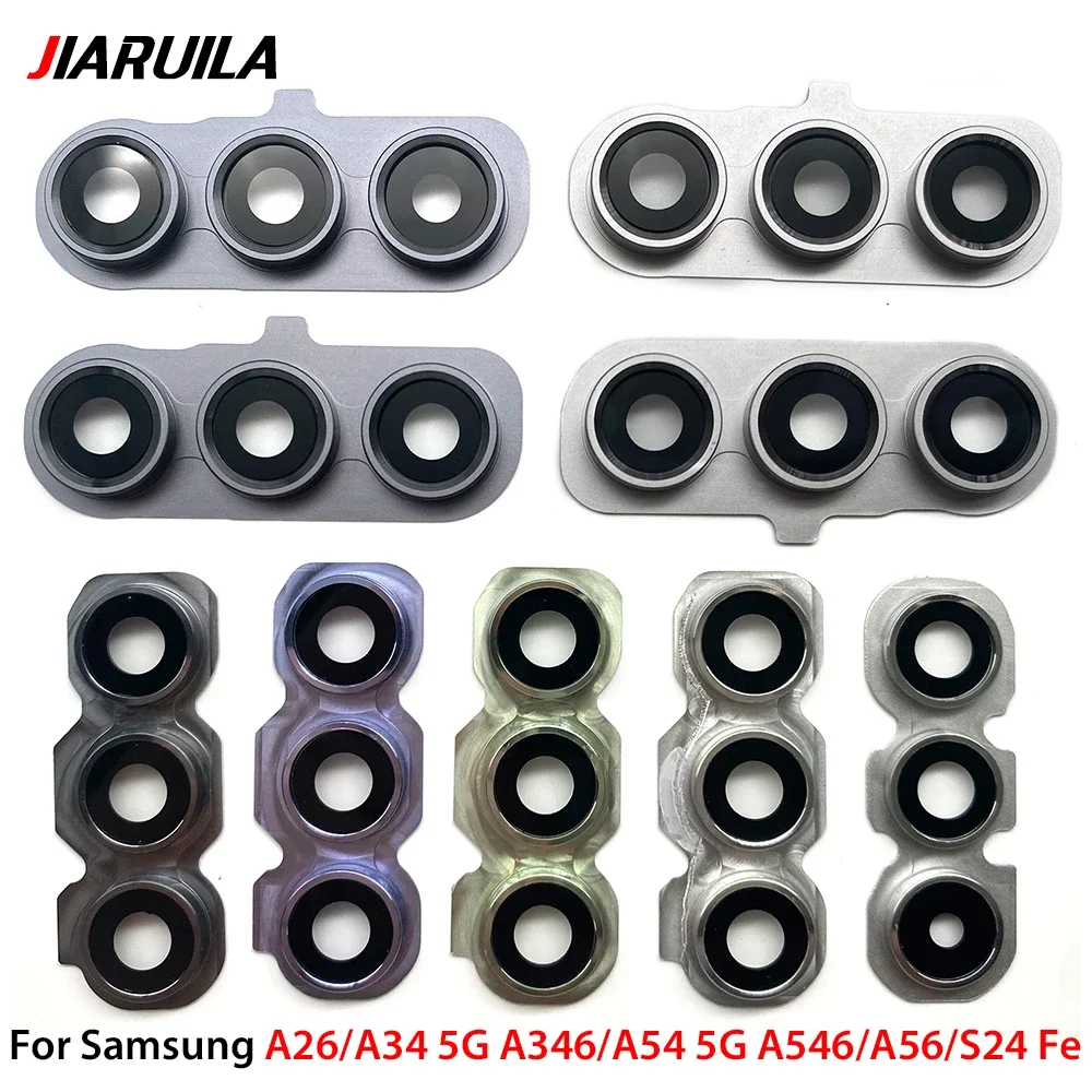 10 PCS Back Rear Camera Glass Lens With Frame For Samsung A26 A34 5G A346 A54 5G A546 A56 S24 Fe