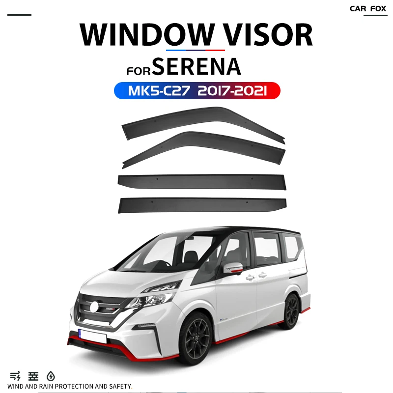 

For NISSAN SERENA C24 C25 C26 C27 1999-2023 Plastic Window Visor Vent Shades Sun Rain Deflector Guard For SERENA C24 C25 C26 C27