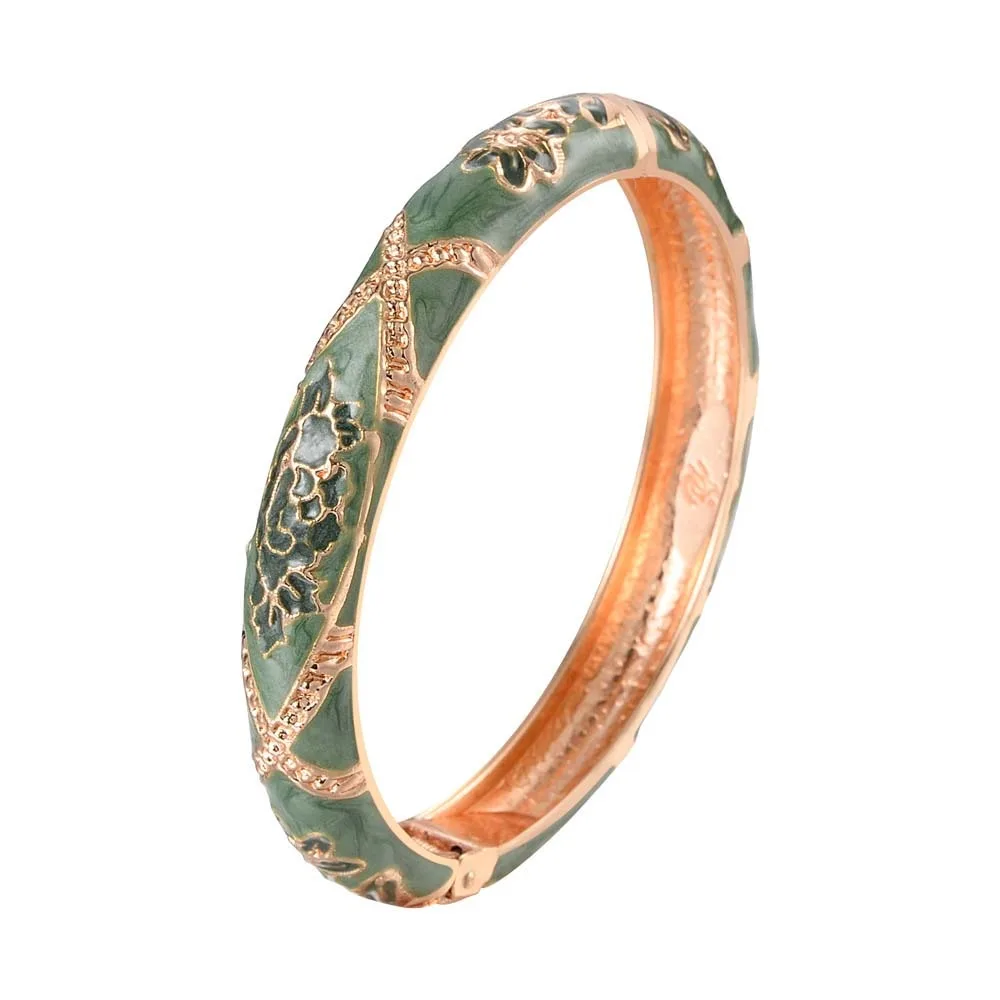 Traditional Vintage Cloisonne Bangle Hanfu Accessories Chinese Style Filigree Enamel Bangle Pattern Openable
