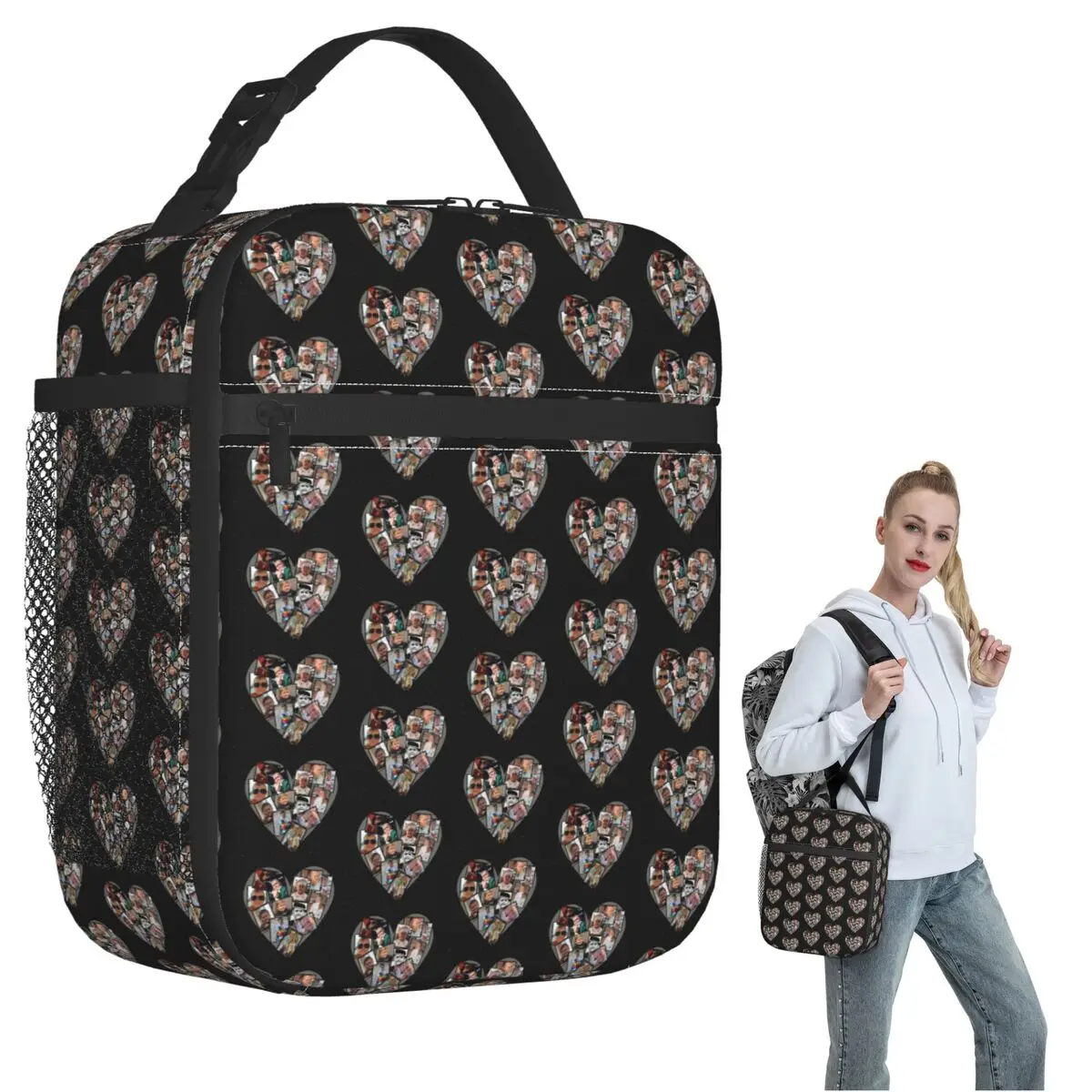 

Hasbulla Magomedov Heart Collage Insulated Lunch Bag for Women Kids Portable Food Boxes Thermal Lunch Box Tote
