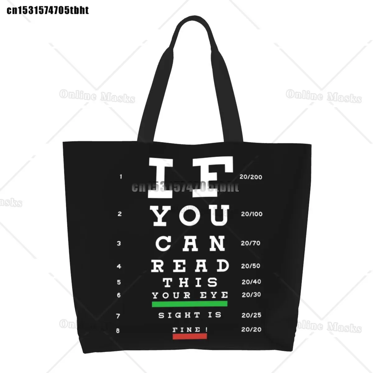 Optician Eye Test Exam Grocery Shopping Bag Canvas Shopper Shoulder Tote Bag Large Capacity Portable Myopia Chart Handbag