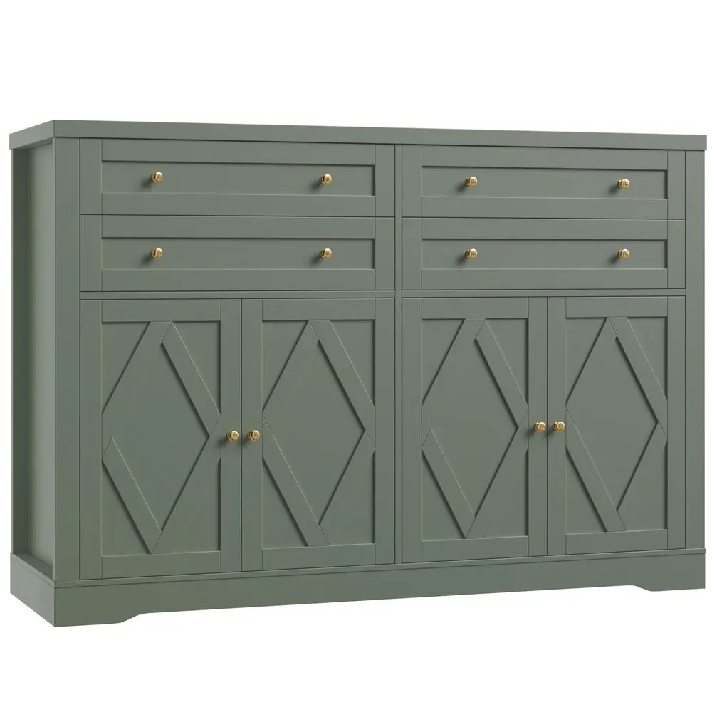 55 Coffee Bar with 4 Large Drawers, 40 Tall Buffet Cabinet with Storage, Kitchen Storage Cabinet, Modern Farmhouse Sideboard Bu