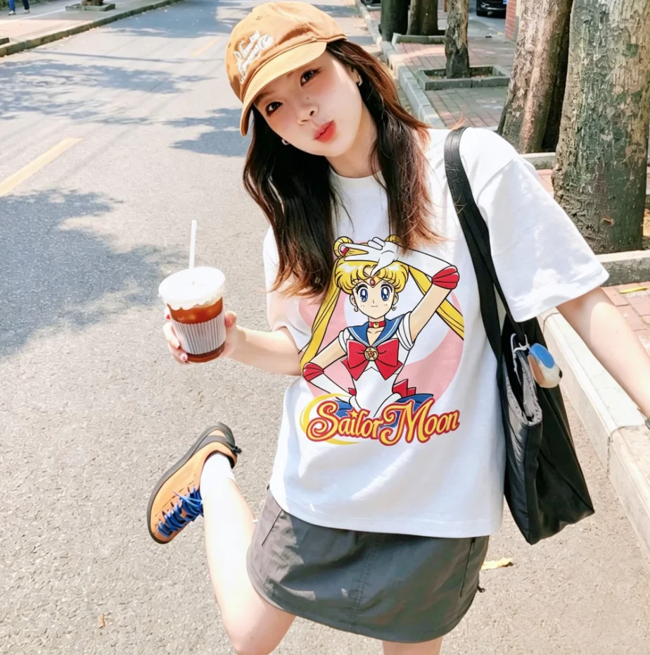 2026 New Sailor Moon Pretty Soldier Anime Pattern T Shirt Unisex Vintage Casual Crew Neck Short Sleeve Tops