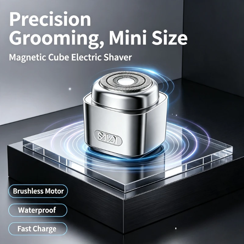 Magnetic Pocket Cube Electric Shaver for Men Multifunctional Portable Fast Charging Brushless Motor Waterproof Razor Travel