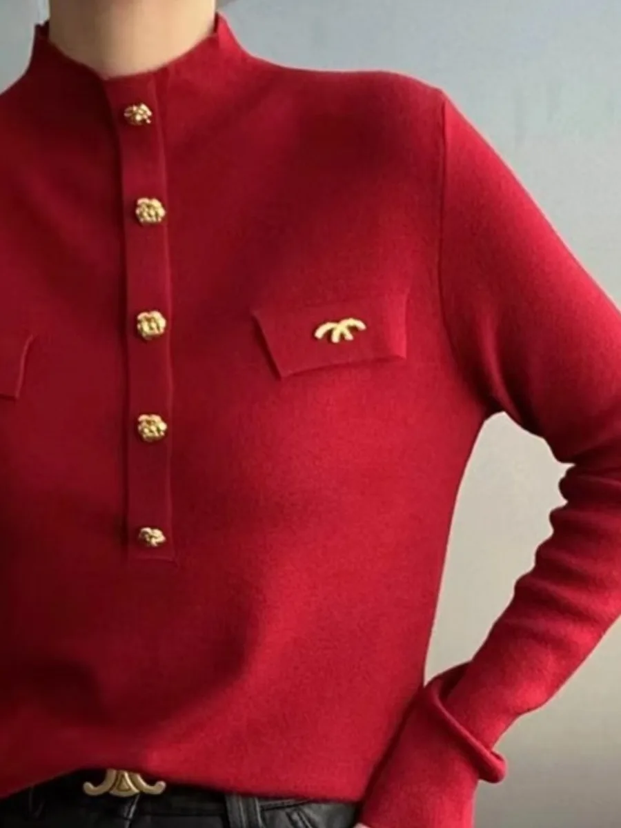 Brand Outlet Damen Camere Strickwaren Slim Fit f Stehkragen Basisschicht Pullover Casual Sle Long Sve Polyesterfaser