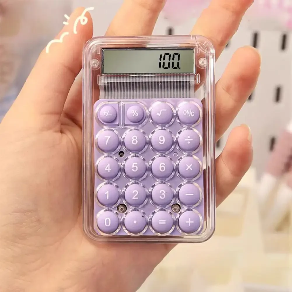 آلة حاسبة صغيرة شفافة بلون الحلوى آلة حاسبة محمولة 8 أرقام LCD الإلكترونية آلة حاسبة للمنزل والمكتب القرطاسية المدرسية #3