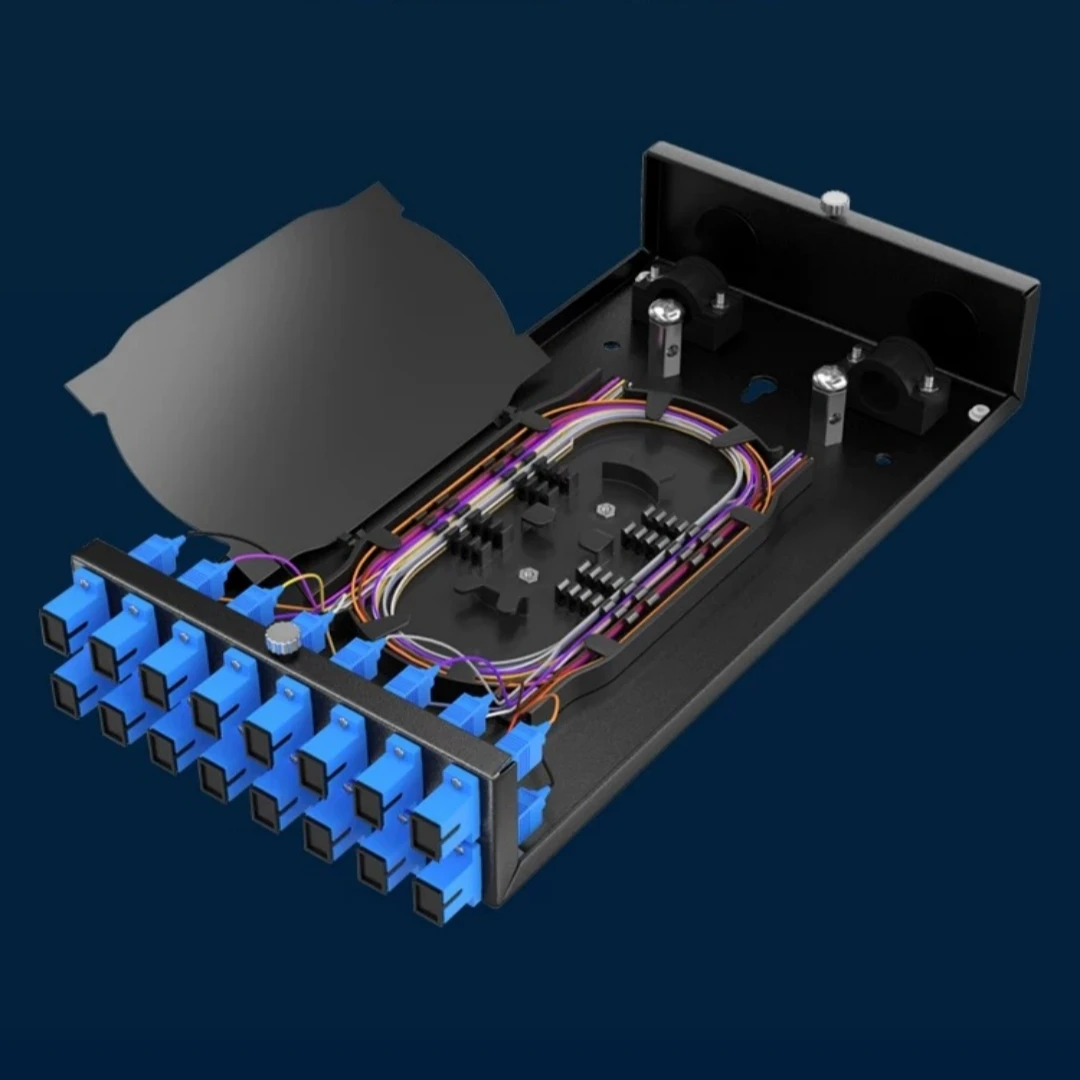 FC termination box 16 ports fully equiped with SC ST LC singlemode OM1 OM2 pigtails adapter optical cable fusion protection box
