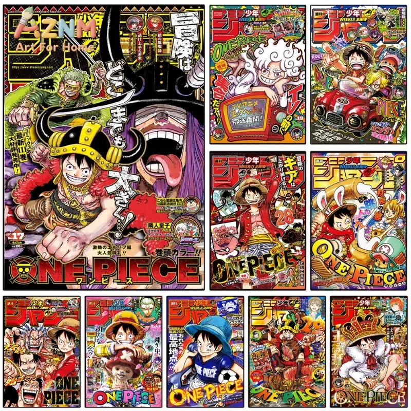 Vintage Weekly Jump Comic Cover Canvas Print Anime Character Picture For Teen Boys Room Home Wall Hanging Decor Unframed