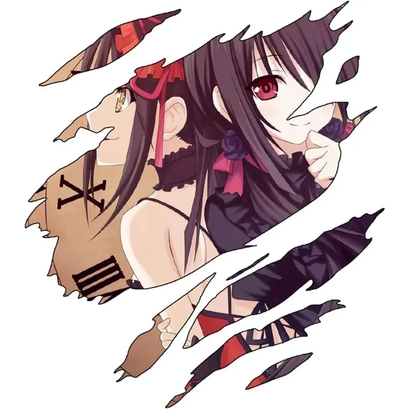 Ripped Style Anime Girl Vinyl Sticker, Waterproof Decal for Car Bumper Trunk Window Laptop Motorcycle Luggage Decor Gift