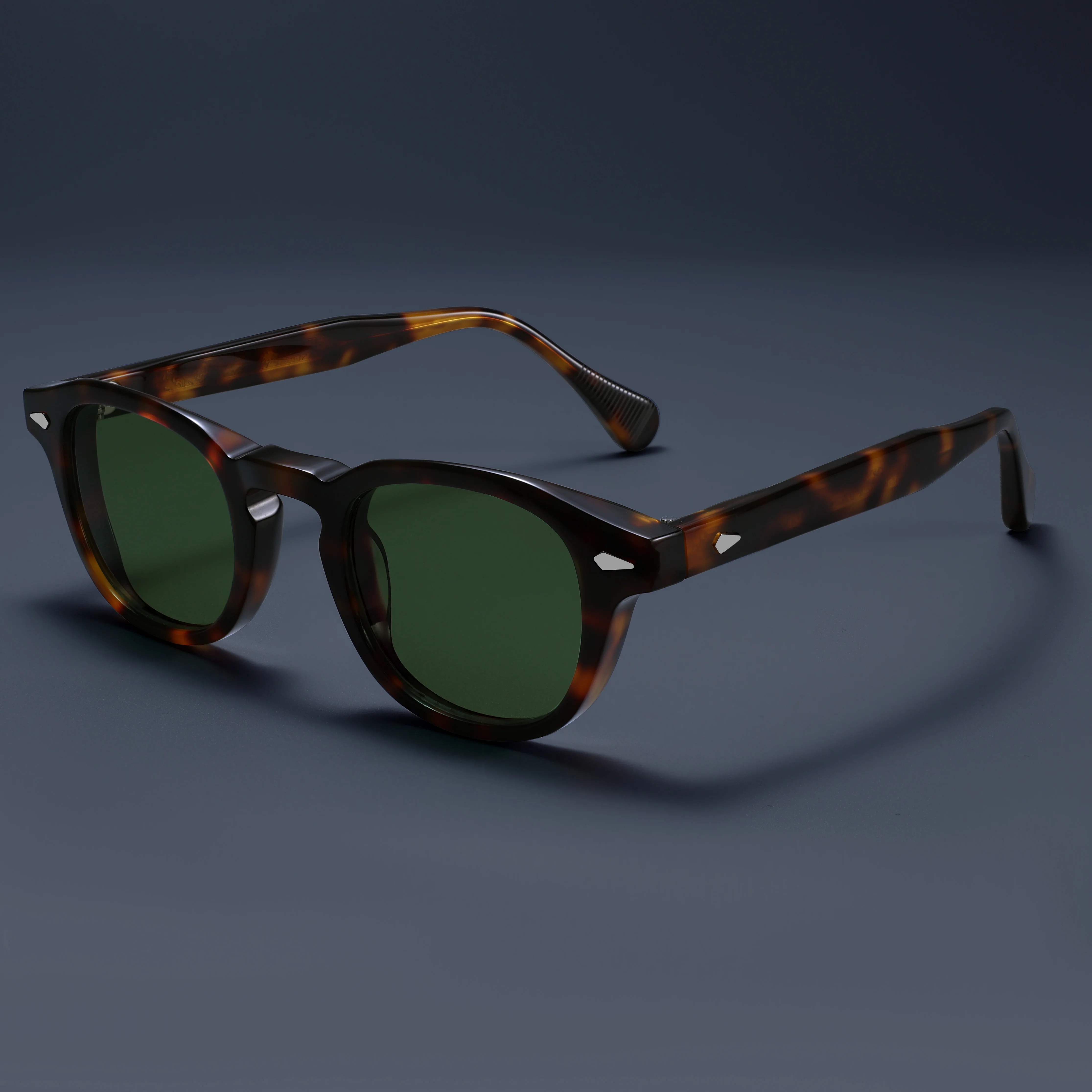 

Round Glasses Frame Sunglasses for Men Women Retro Thick Acetate UV400 Protection Polarized Lens Vintage Look