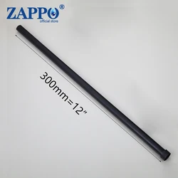 Tubo de extensão de aço inoxidável ZAPPO para torneira de chuveiro, barra de parede, preto fosco, 304mm