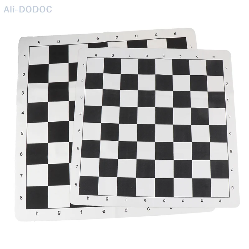 1PC Black And White Foldable Chess Board 43*43CM/51*51CM Soft Checkerboard PU Leather Tournament Chessboard Child Games Fittings