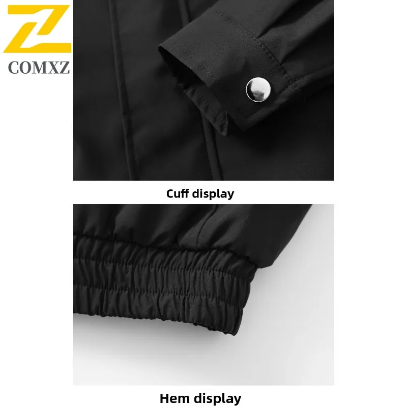 COMXZ 2025 Mens Detroit Style Plaid Two Piece Jacket Casual Coat