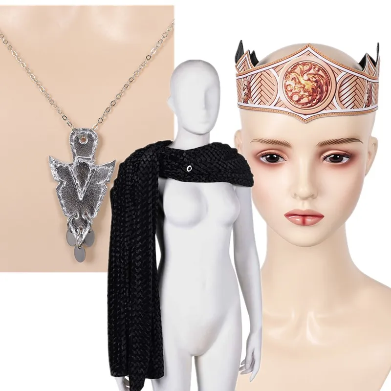 

Rhaenys Cosplay Scarf Cape Necklace Princess Crown Headband Fantasy Neckerchief Halloween Carnival Costume Accessories Gifts