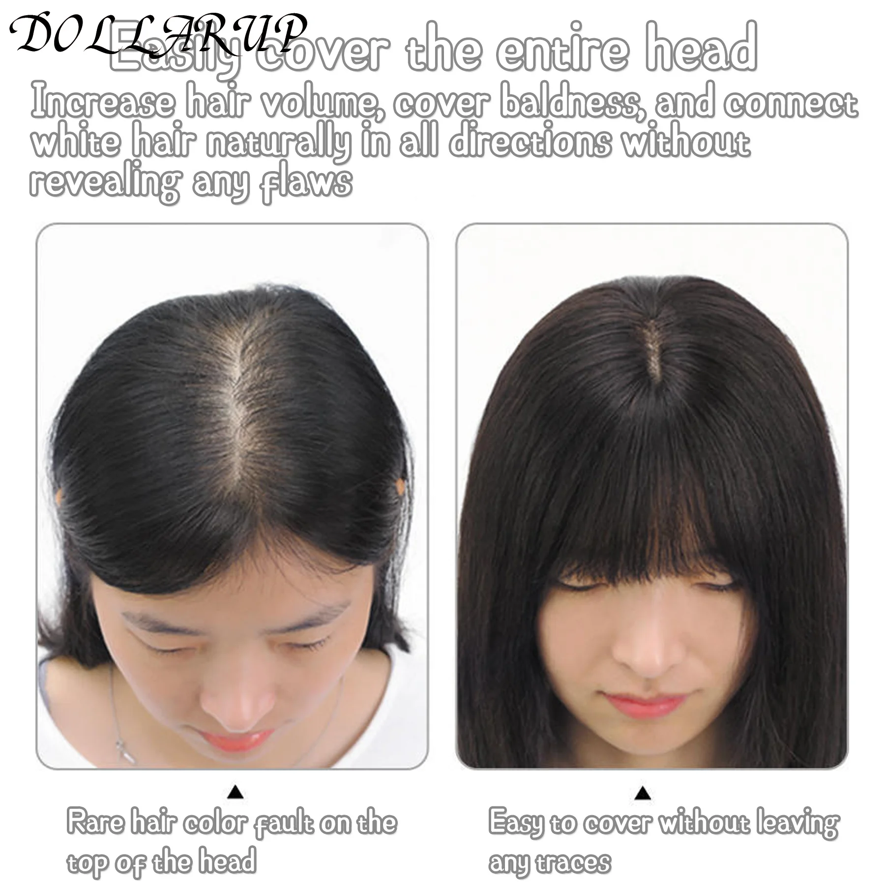 3D Bangs Invisible Seamless Head Hair Water Ripple Hair Air Bangs Head Overhead Natural Invisible Replacement Cover White Hair