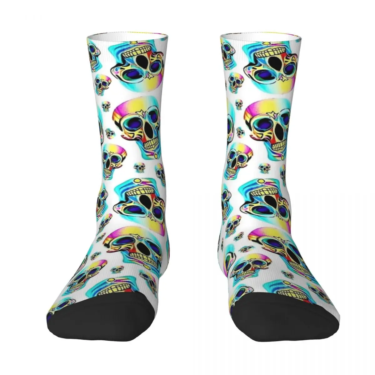 Colorful Gothic Skulls Stockings Women Men Sugar Socks Soft Breathable Casual Socks Spring Running Anti-Slip Printed Socks Gift