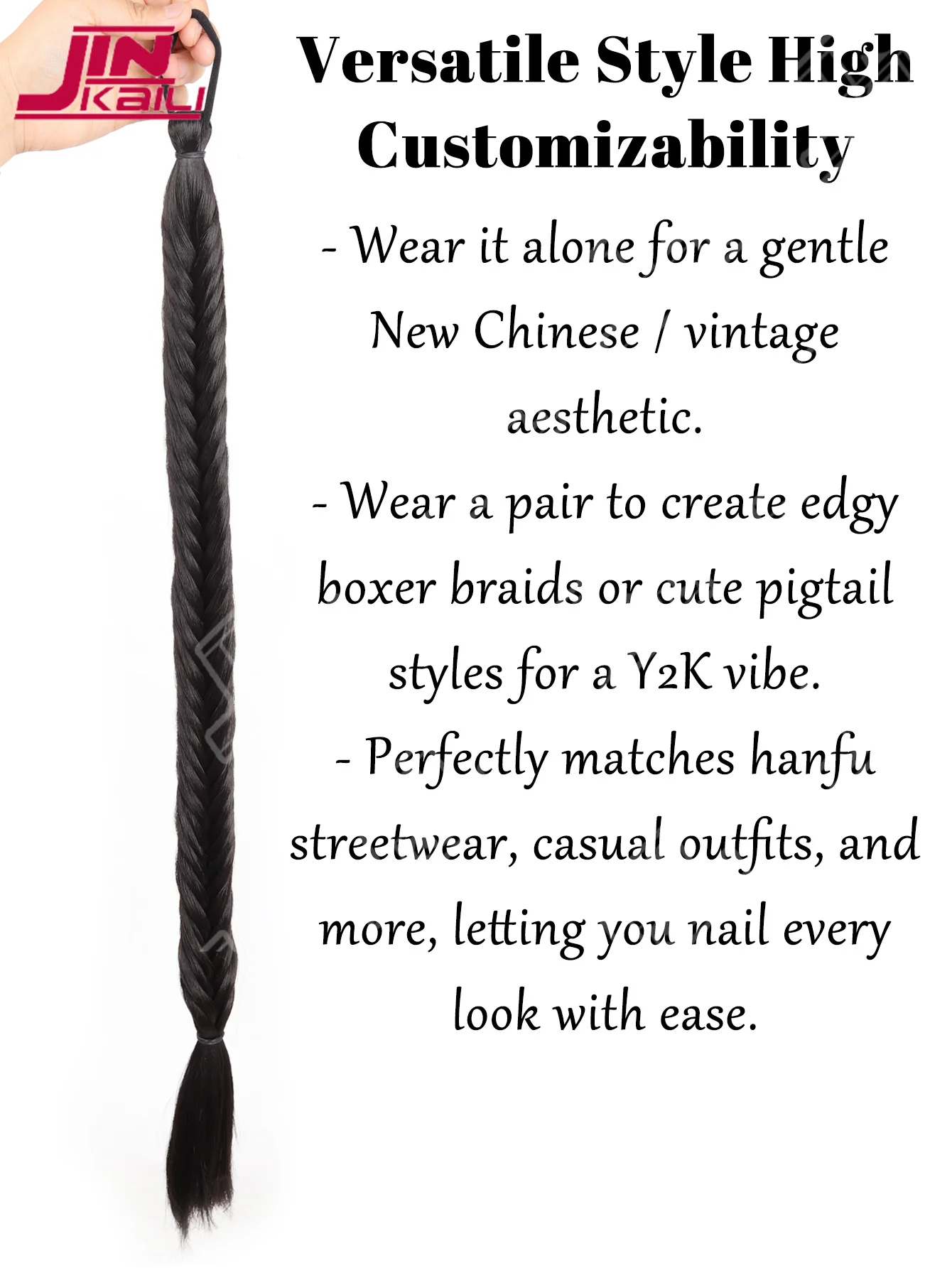 

JKL Synthetic rubber band Fishtail Braid Ponytail With 24Inch Long Braided Plaited Pony Tail Hairpieces In Hair Extension