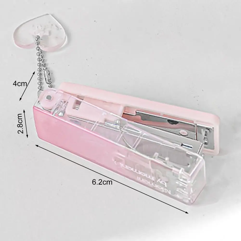 Stapler Mini portabel, Stapler ringkas ramah lingkungan dengan rantai gantung untuk penggunaan kantor rumah sekolah