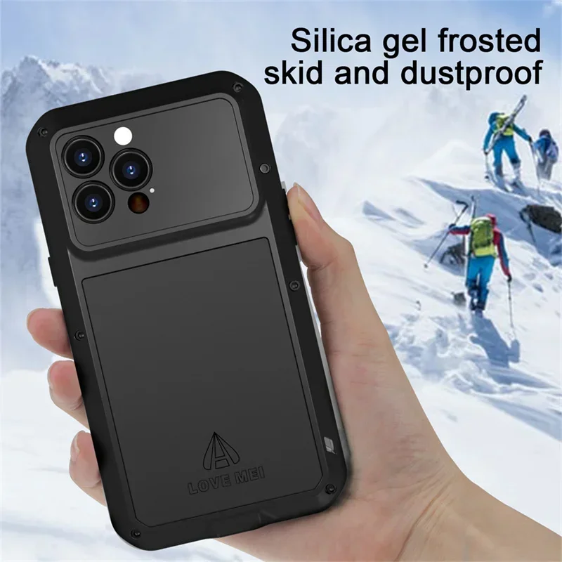 Love Mei For Iphone 11 Pro 12 13 14 Plus 15 16 Pro Max Military Grade Metal Protective Case Silicone Shockproof Dustproof Cover