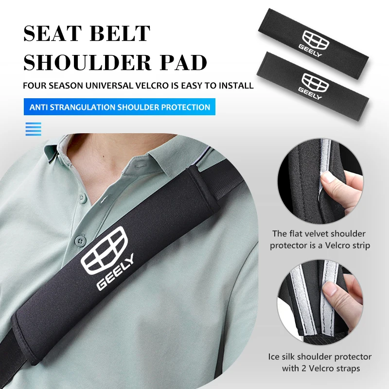 Universal Car Seat Belt Shoulder Pad Auto Interior Accessories For Geely Geometry C Tugella GC9 X7 GX3 CK GC6 LC EC8 CK2 CK3