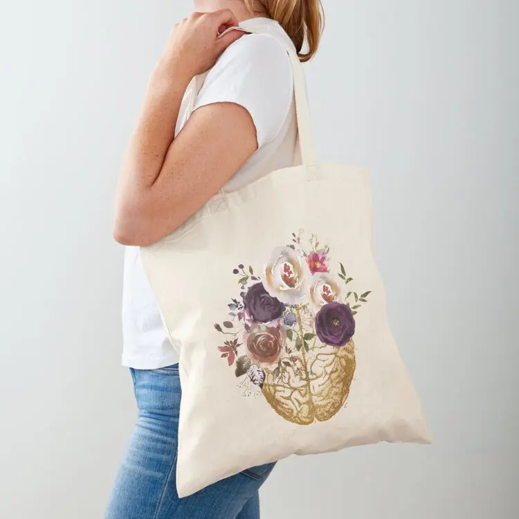 

Vintage Brain Anatomy with flowers Tote Bag Custom bag Canvas stote bag tote bags men tote woman