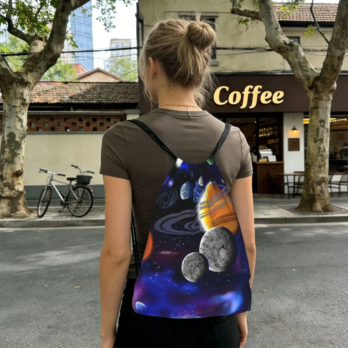 Solar System Space Planets Universe Backpacks Fashion Drawstring Bags Shoes Bag Book Bags for Man Woman School
