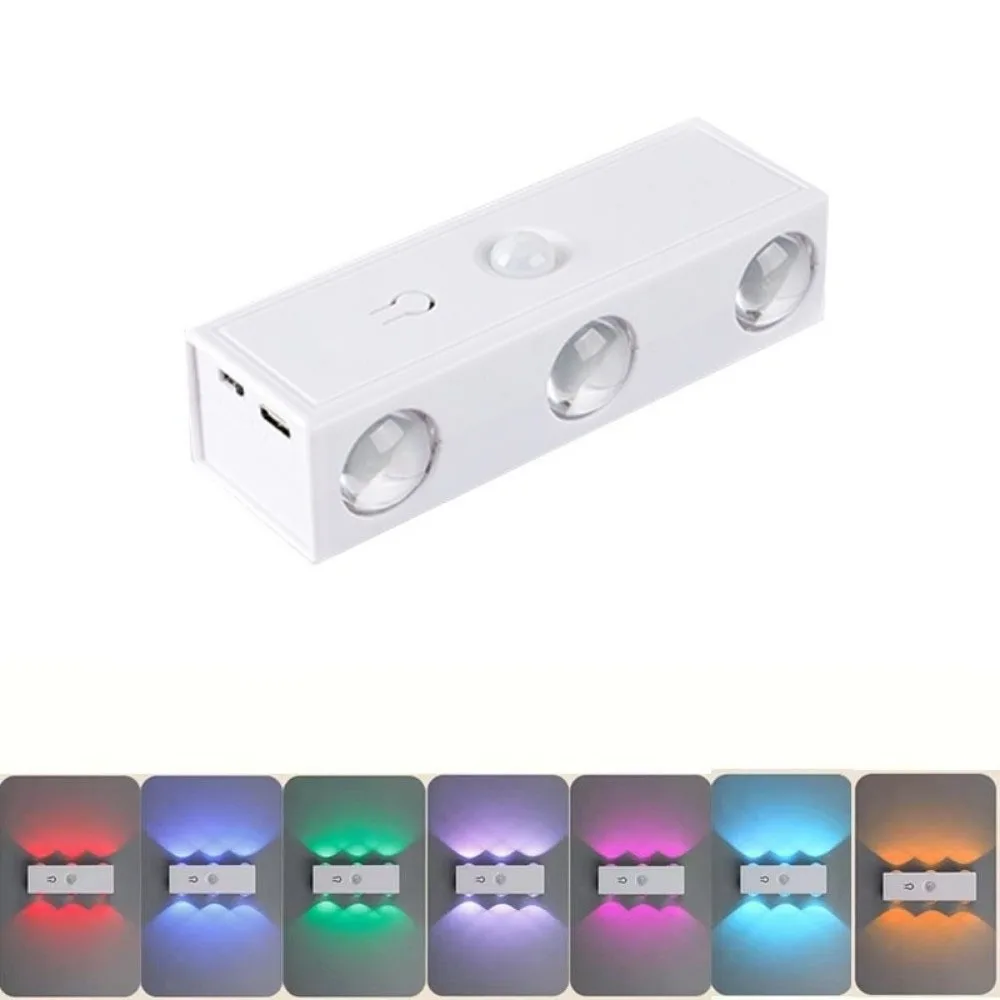 

3 colors / RGB Motion Sensor Wall Light USB Rechargeable Dimmable RGB Wall Lamp Smart Sensor Magnetic Under Cabinet Light