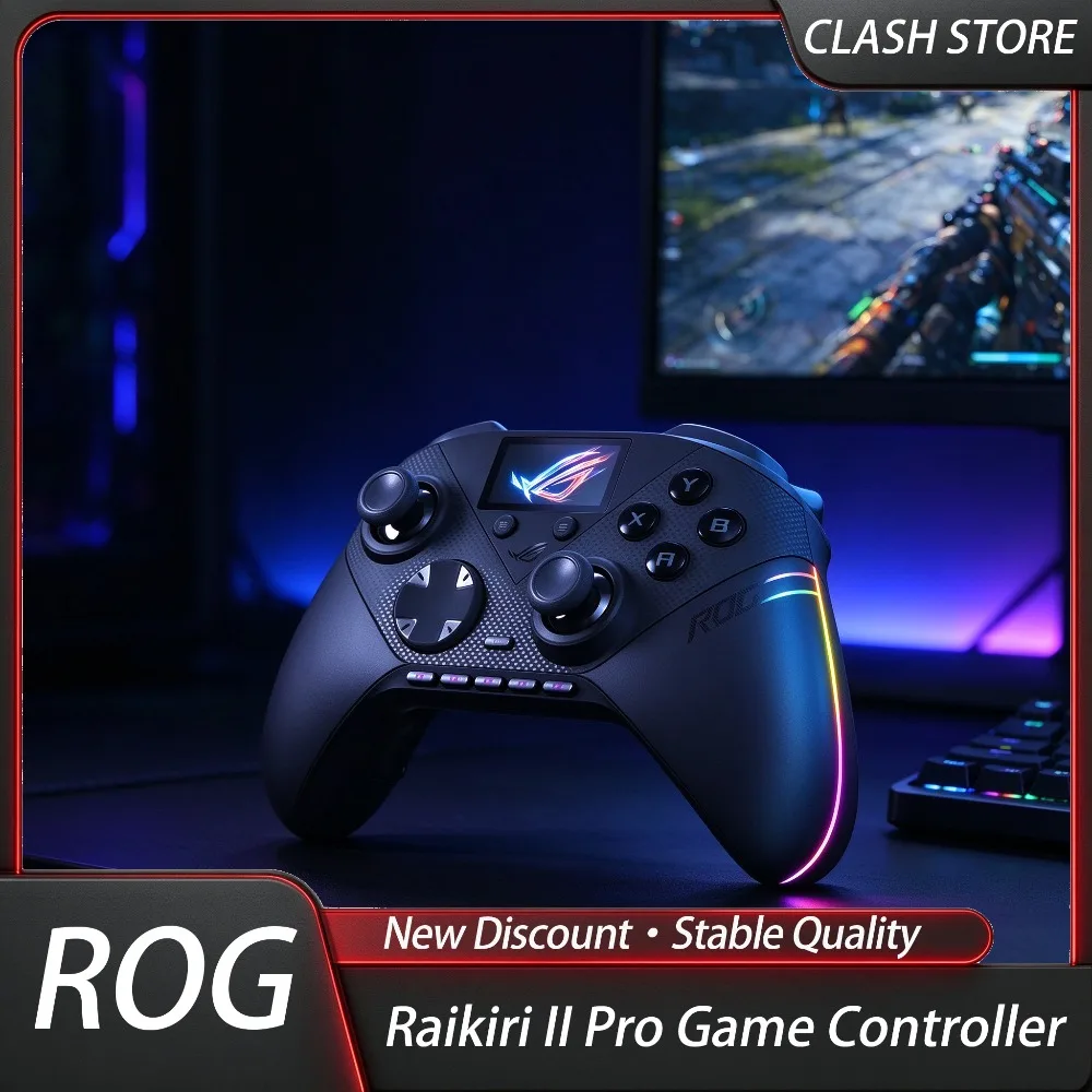 ROG Raikiri II Pro PC Controller Tri‑Mode 8K Polling Rate Full-Color Panel  Dual Mode Triggers,TMR Joysticks Gamepad for E-sport