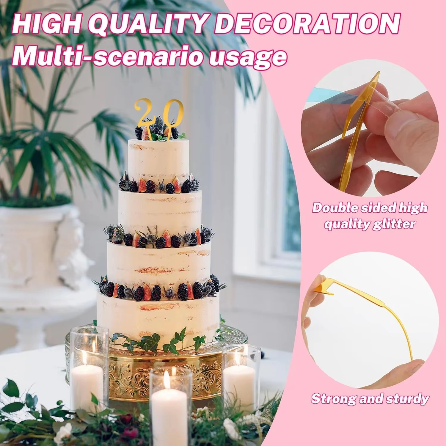 10 Stück Goldene Zahlen-Kuchenaufsätze 0-9 Set Acryl-Zahlenstecker für Geburtstag Jubiläum Party Kuchendekoration Zubehör – Detail 3