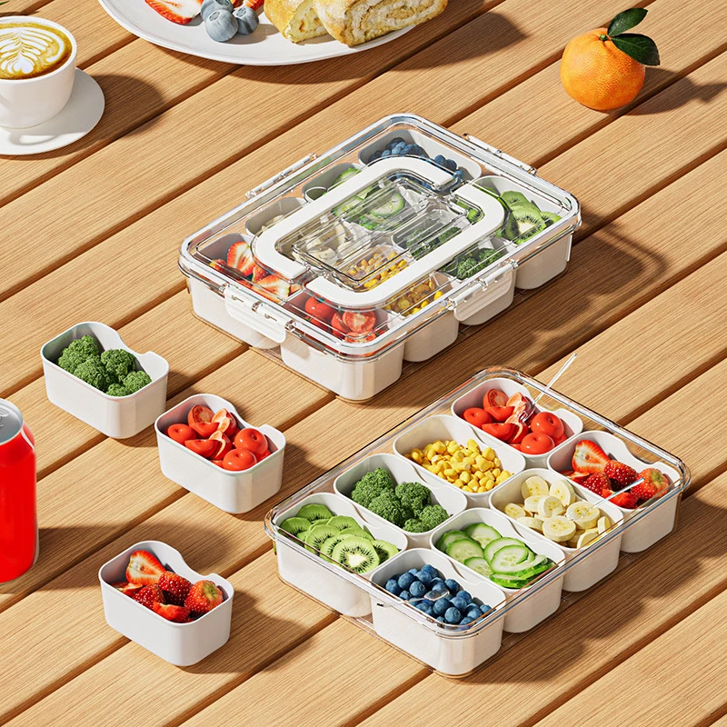 

Новый разделенный поднос на 8 ячеек, контейнер для фруктов и овощей, портативный контейнер для хранения продуктов, кухонный разделитель для сохранения свежести